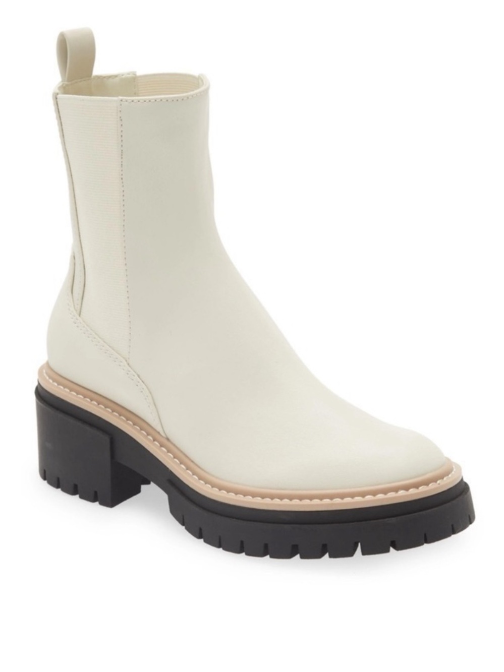 Open Edit Mya Lug-Sole Chelsea Boot in Cream
